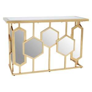 Moldovan Mirrored Glass Top Console Table With Gold Frame - UK