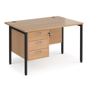 Moline 1200mm Computer Desk In Beech Black With 3 Drawers - UK