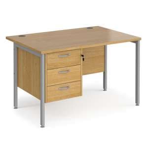 Moline 1200mm Computer Desk In Oak Silver With 3 Drawers - UK