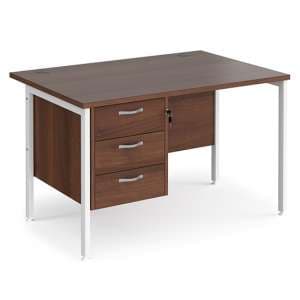 Moline 1200mm Computer Desk In Walnut White With 3 Drawers - UK