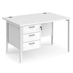 Moline 1200mm Computer Desk In White With 3 Drawers - UK
