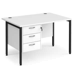 Moline 1200mm Computer Desk In White Black With 3 Drawers - UK