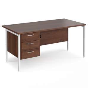 Moline 1600mm Computer Desk In Walnut White With 3 Drawers - UK
