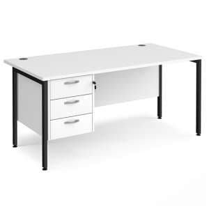 Moline 1600mm Computer Desk In White Black With 3 Drawers - UK