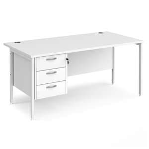 Moline 1600mm Computer Desk In White With 3 Drawers - UK