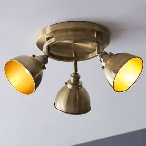 Moline 3 Lights Round Bar Spotlight In Antique Brass - UK