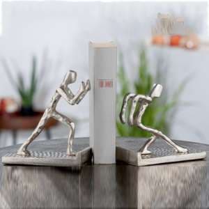 Moline Aluminium Bookend Hold Sculpture In Silver - UK