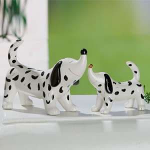 Moline Ceramics Dog Clouse Sculpture In White And Black - UK