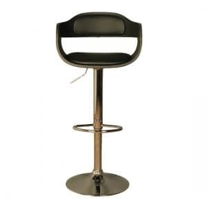 Molte Bar Stool In Black Faux Leather With Chrome Base