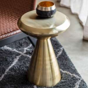 Molten Round Metal Side Table In Gold