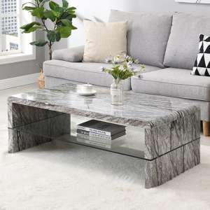Momo High Gloss Coffee Table In Melange Marble Effect