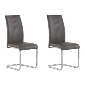 Montila Grey PU Leather Dining Chair In A Pair