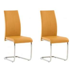 Montila Mustard PU Leather Dining Chair In A Pair