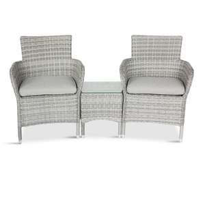 Meltan Outdoor Duo Companion Set With Side Table In Pebble Grey