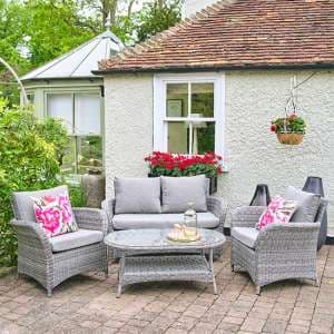 Meltan Outdoor Lounge Set With Coffee Table In Pebble Grey - UK