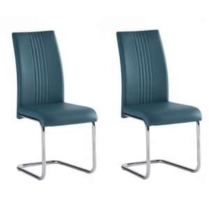 Montila Teal PU Leather Dining Chair In A Pair