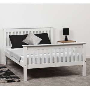 Merlin Wooden High Foot End Small Double Bed In White - UK