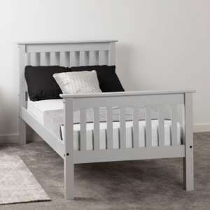 Merlin Wooden High Foot End Single Bed In Grey
