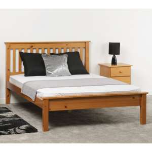 Merlin Wooden Low Foot End King Size Bed In Antique Pine