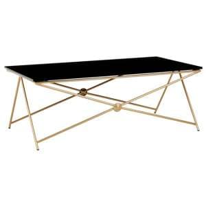 Monora Black Glass Coffee Table With Gold Metal Legs - UK