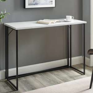 Monroe Wooden Laptop Desk In White Marble Effect With Y-Legs