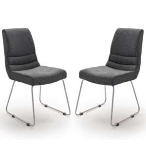 Montera Anthracite Fabric Cantilever Dining Chairs In Pair - UK