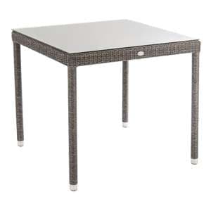 Monx Outdoor 800mm Glass Top Dining Table In Mid Grey