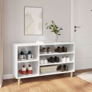 Monza High Gloss Hallway Shoe Storage Rack In White - UK