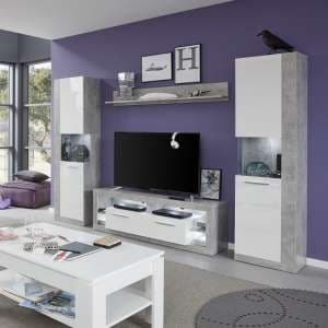 Monza Living Room Set 1 In Grey Gloss White Fronts With LED
