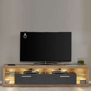 Monza Lowboard TV Stand In Wotan Oak And Matera With LED
