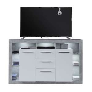 Monza Wooden Tv Sideboard In Grey And White With LED Lighting - UK