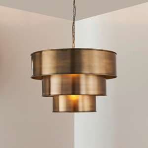 Morad Steel Ceiling Pendant Light In Aged Brass - UK
