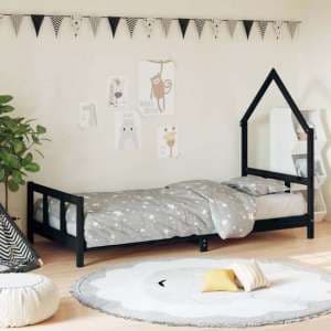 Moraira Kids Solid Pine Wood Single Bed In Black - UK