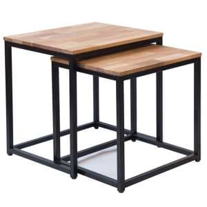 Morale Wooden Nest Of 2 Tables With Metal Frame In Oiled Oak