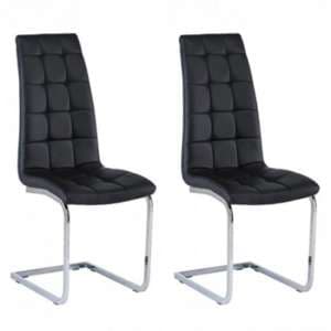 Moreno Black Faux Leather Dining Chair In A Pair - UK