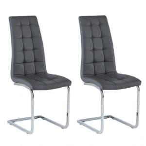 Moreno Grey Faux Leather Dining Chair In A Pair - UK