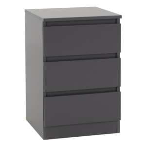 Mcgowan Wooden Bedside Cabinet In Grey With 3 Drawers