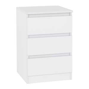 Mcgowan Wooden Bedside Cabinet In White With 3 Drawers - UK