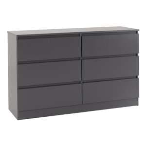 Mcgowan Wooden Chest Of Drawers In Grey With 6 Drawers - UK