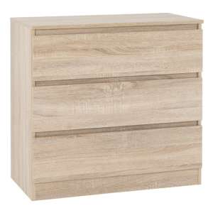 Mcgowan Wooden Chest Of Drawers In Sonoma Oak With 3 Drawers - UK