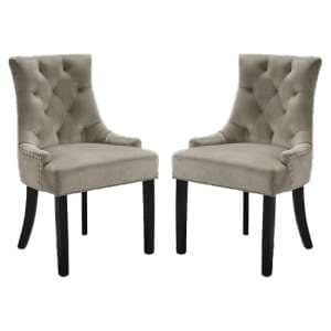 Morgana Beige Velvet Dining Chairs With Wooden Legs In Pair
