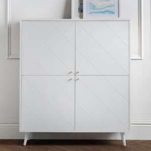 Madra Wooden Highboard In White With 4 Doors
