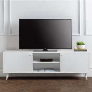 Madra Wooden TV Stand In White With 2 Doors