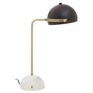 Moroni Black Metal Table Lamp With White Marble Base