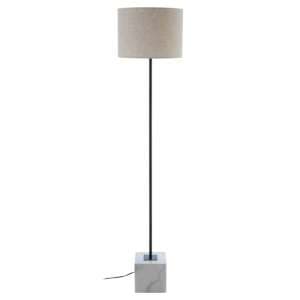 Moroni Natural Linen Floor Lamp With White Marble Base - UK