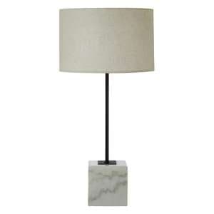 Moroni Natural Linen Table Lamp With White Marble Base