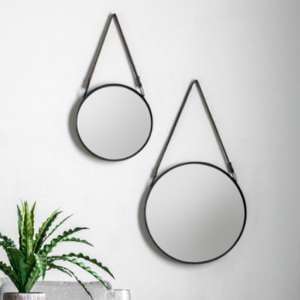 Morston Round Set Of 2 Wall Bedroom Mirrors In Black Frame - UK