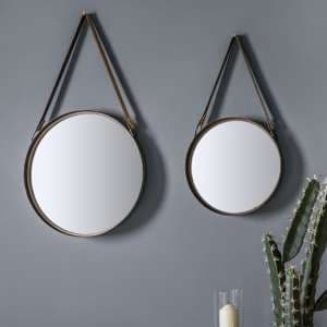 Morston Round Set Of 2 Wall Bedroom Mirrors In Bronze Frame - UK