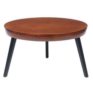 Morvik Wooden Coffee Table Round In Walnut - UK