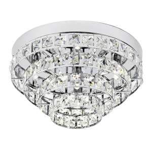 Motown 4 Lights Clear Crystals Flush Ceiling Light In Chrome - UK